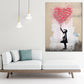 Wandbild Kunstwerk Mädchen mit rotem Ballon aus Herzen, Street Art Banksy Art