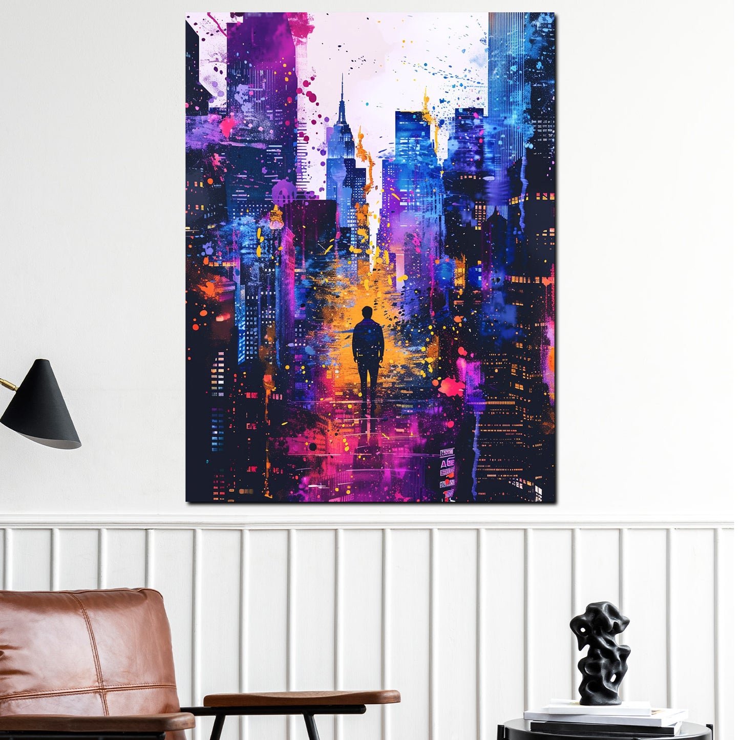 Wandbild Kunstwerk New York City Silhouette Pop Art