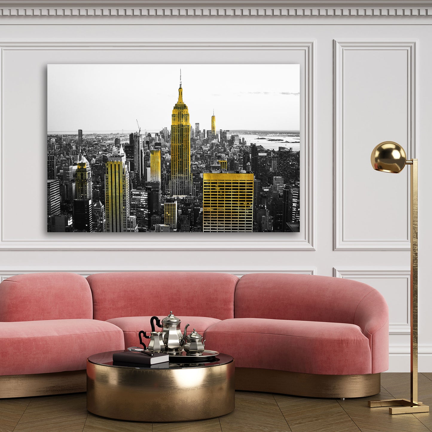 Wandbild Kunstwerk New York City USA Yellow Style schwarz weiß