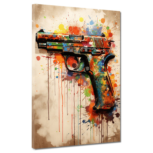 Wandbild Kunstwerk Pistol Art Pop Art abstrakt