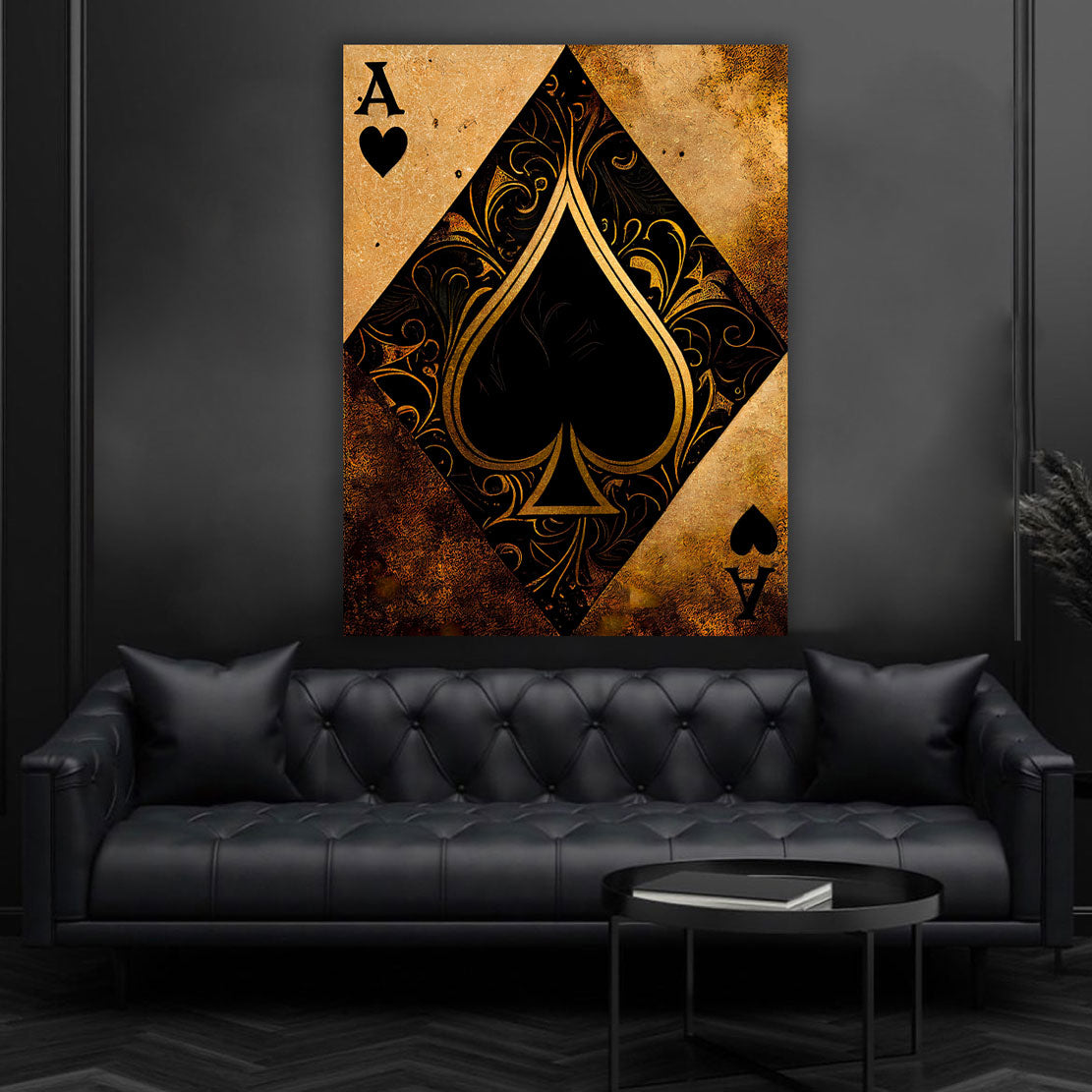 Wandbild Kunstwerk Poker Gold Edition