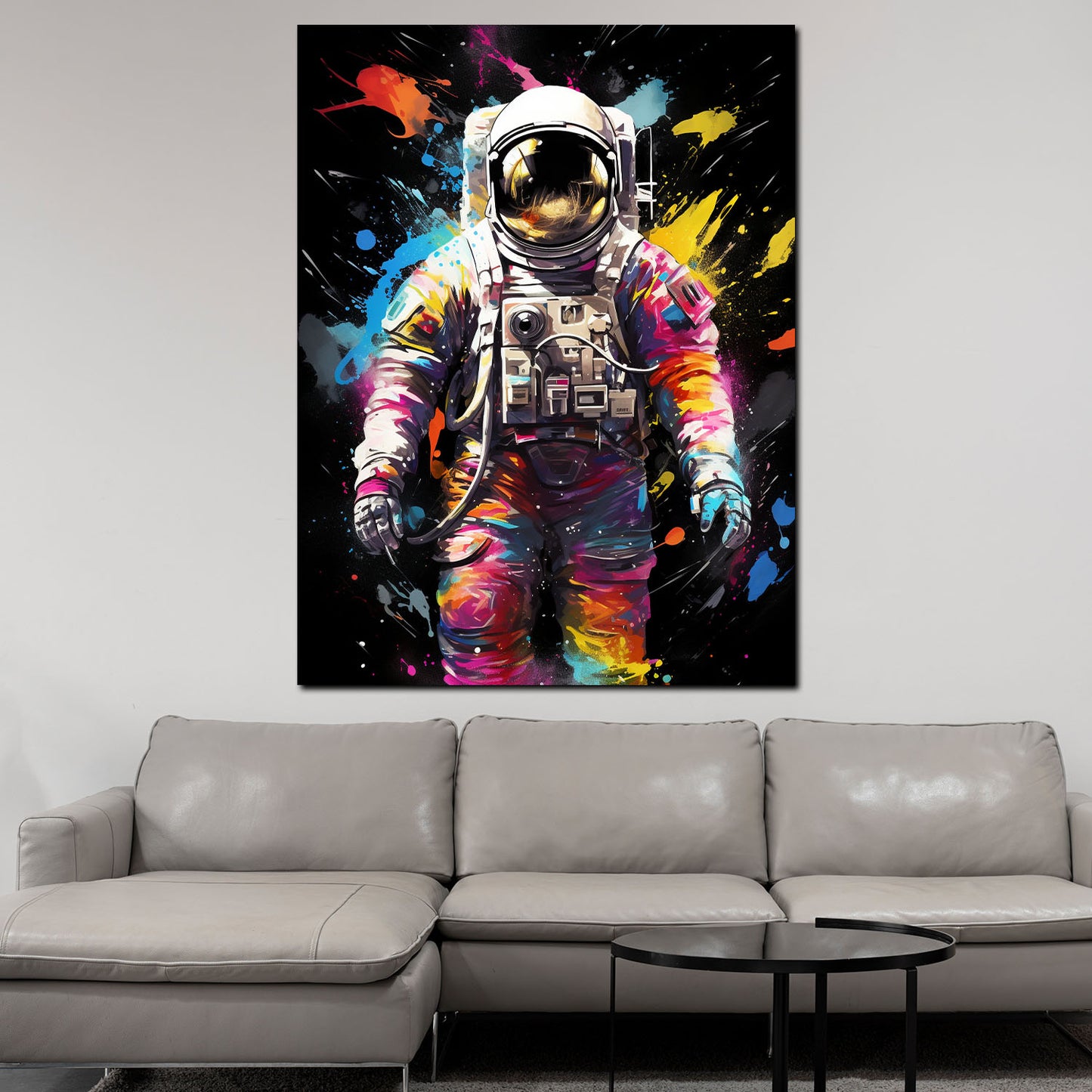 Wandbild Kunstwerk Pop Art Astronaut Black Colour Style