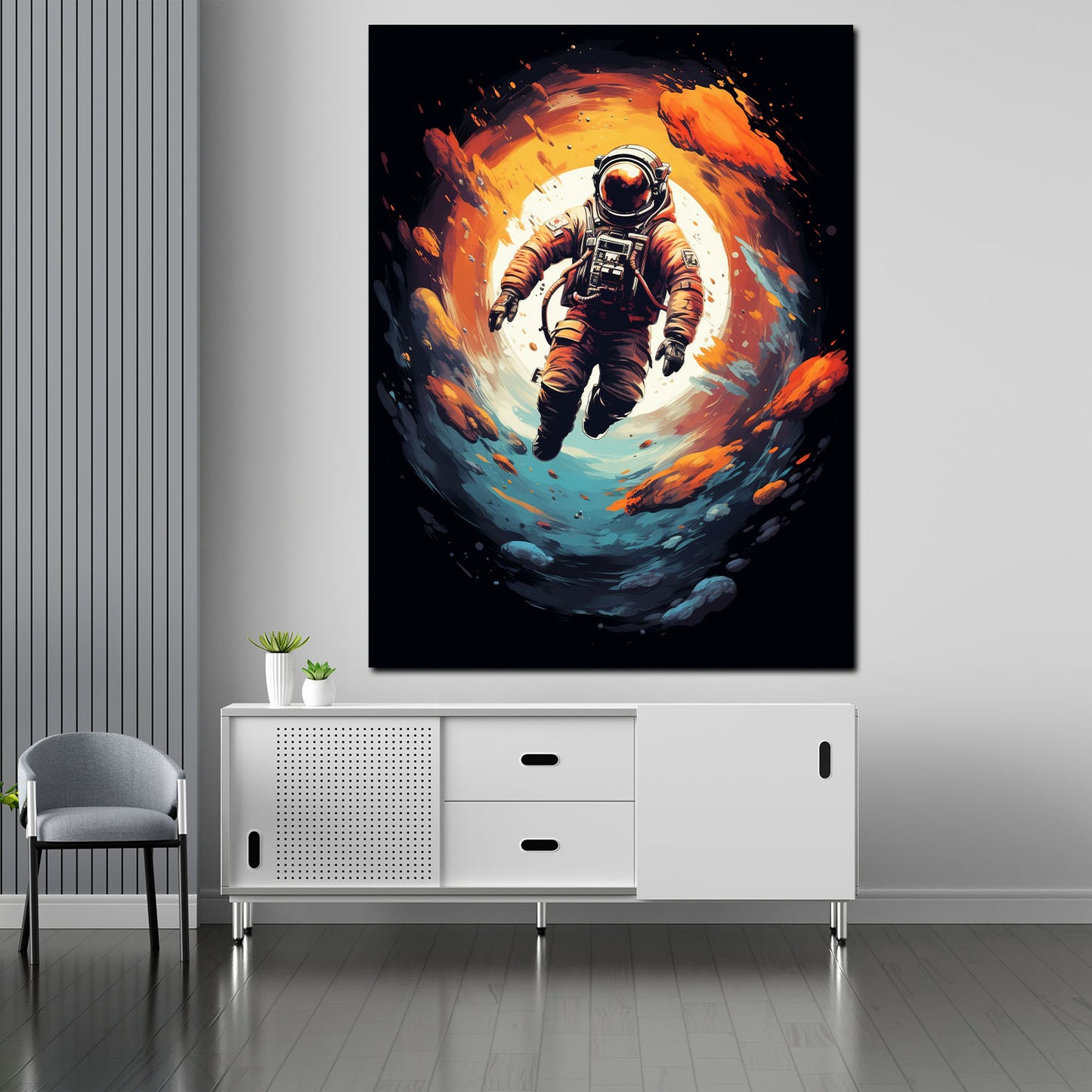 Wandbild Kunstwerk Pop Art Astronaut im Weltall