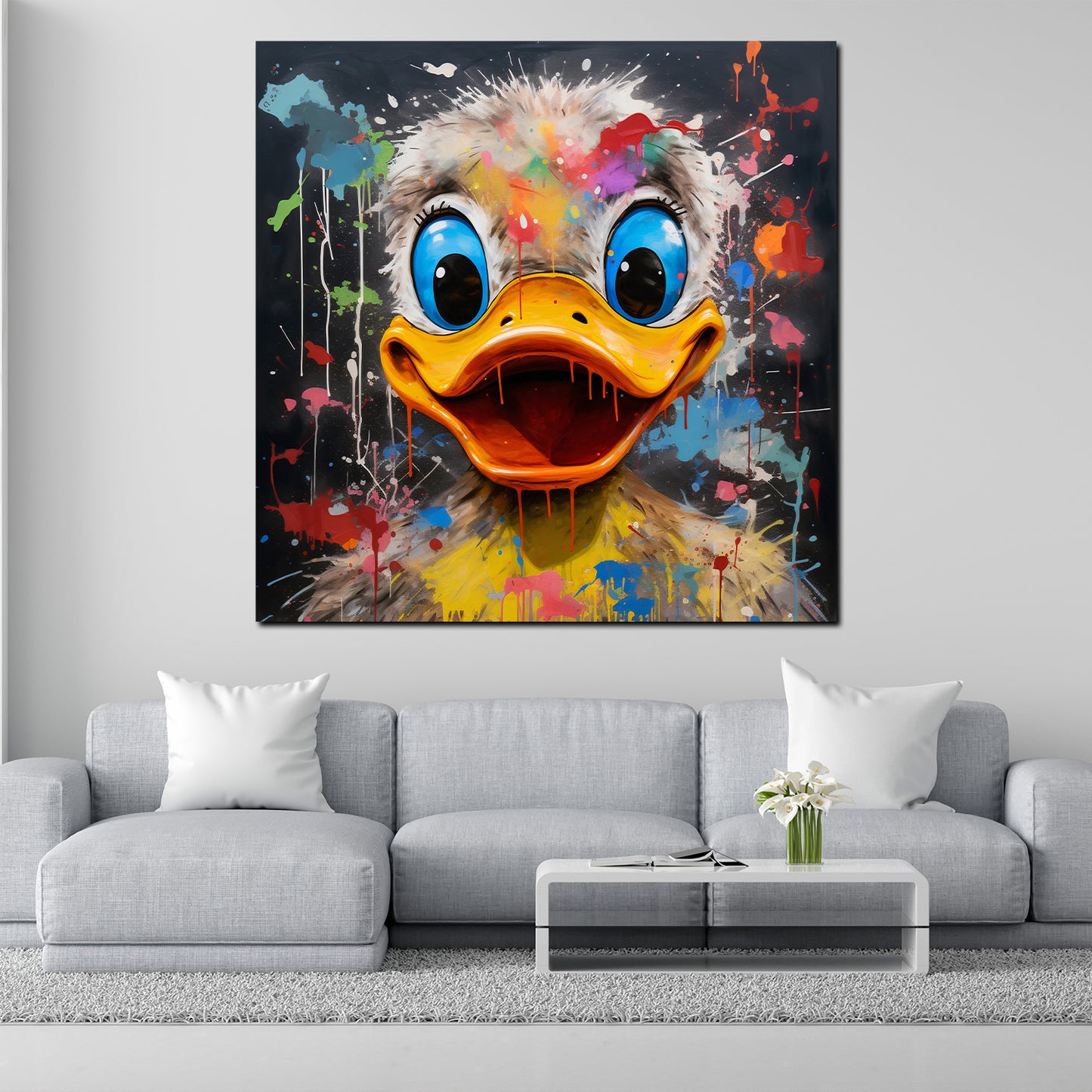 Wandbild Kunstwerk Pop Art Duck Ente Comic