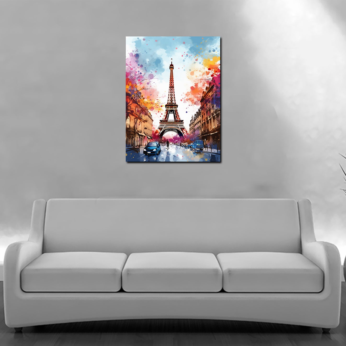 Wandbild Kunstwerk Pop Art Eiffelturm Paris Abstract Blue Sky