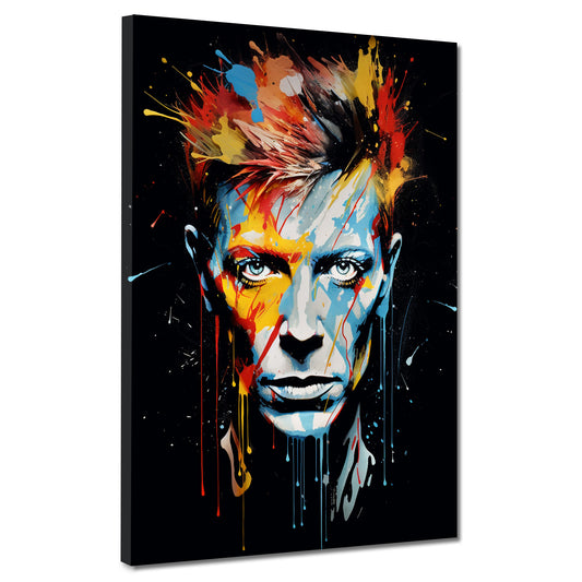 Wandbild Kunstwerk Pop Art Gesicht Bowie Dark Style