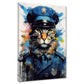 Wandbild Kunstwerk Pop Art Katze in Polizeiuniform