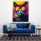 Wandbild Kunstwerk Pop Art Katze mit Sonnenbrille