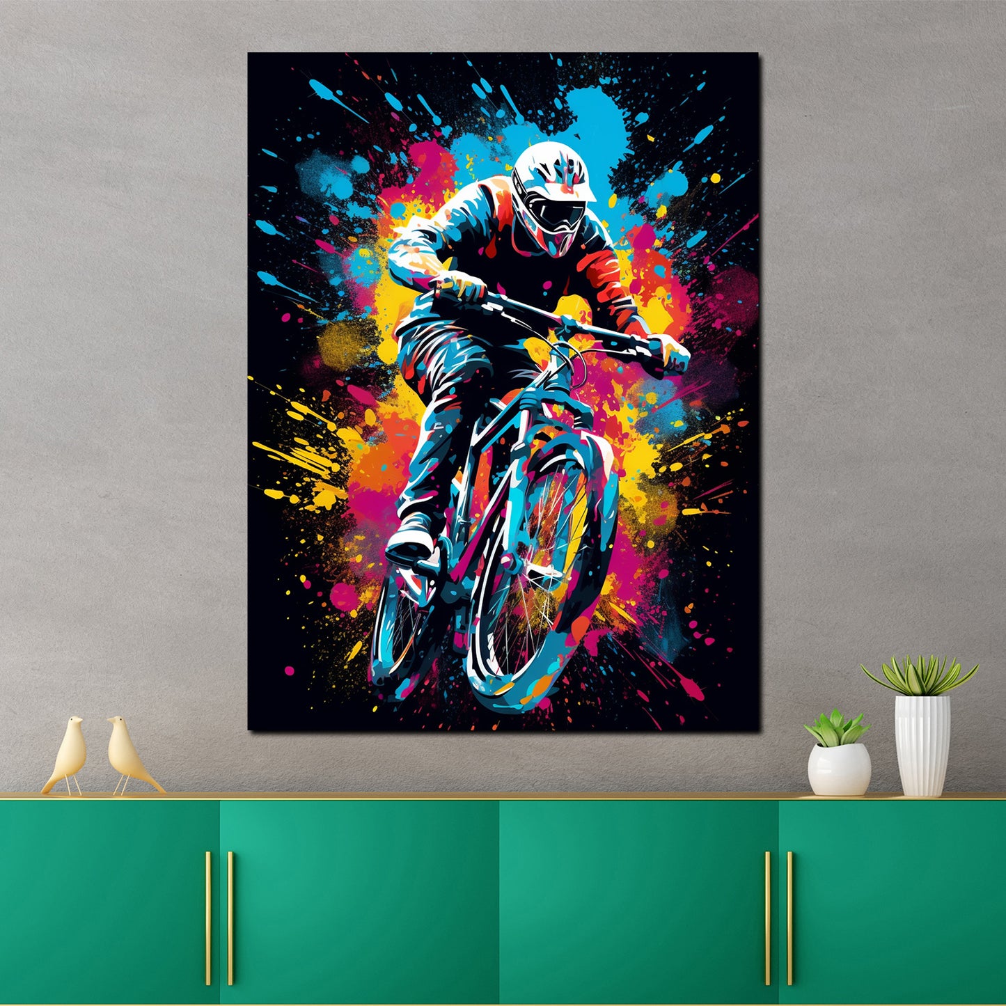 Wandbild Kunstwerk Pop Art Mountainbike Crossbike Rennen