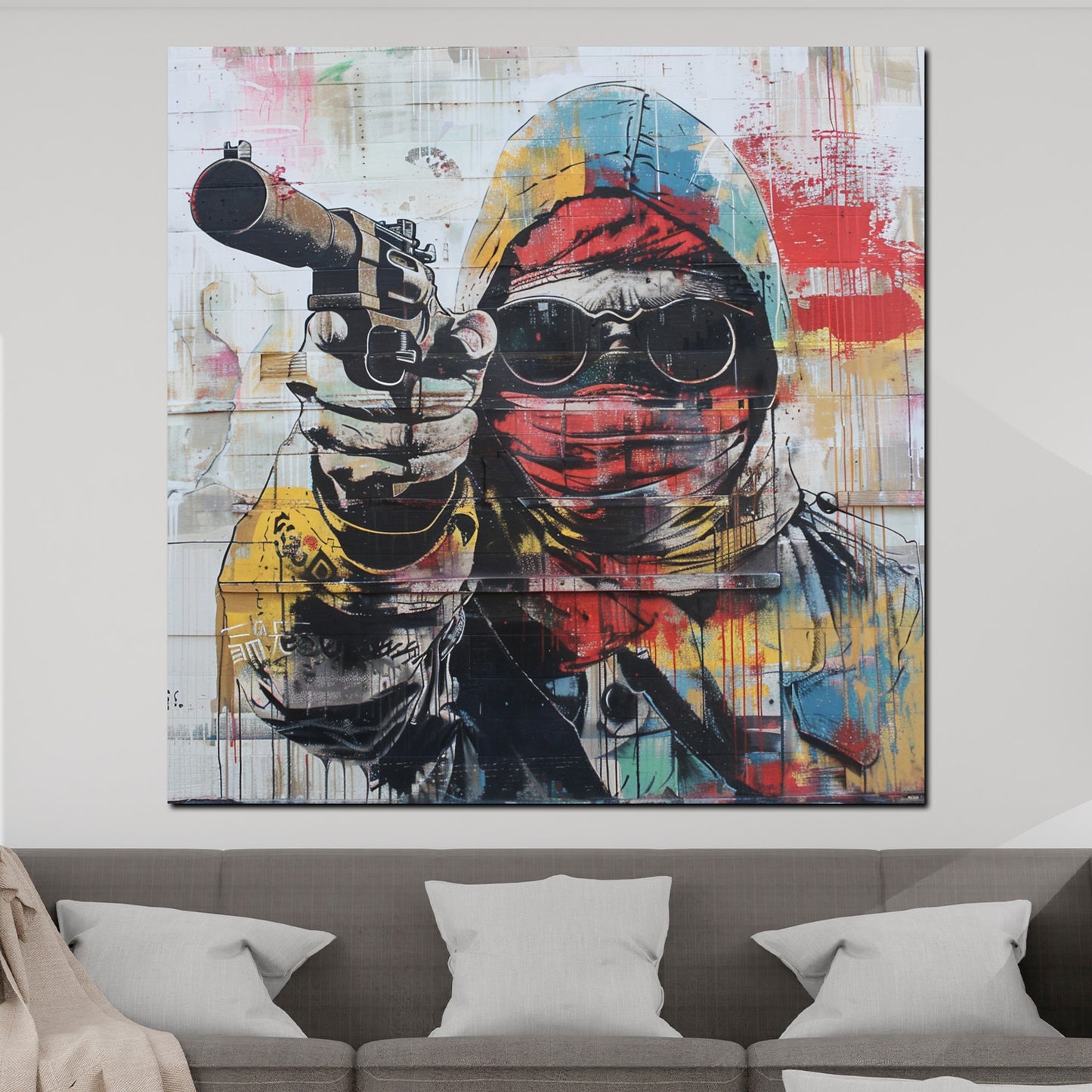 Wandbild Kunstwerk Pop Art One Shot Gangster Colour Style