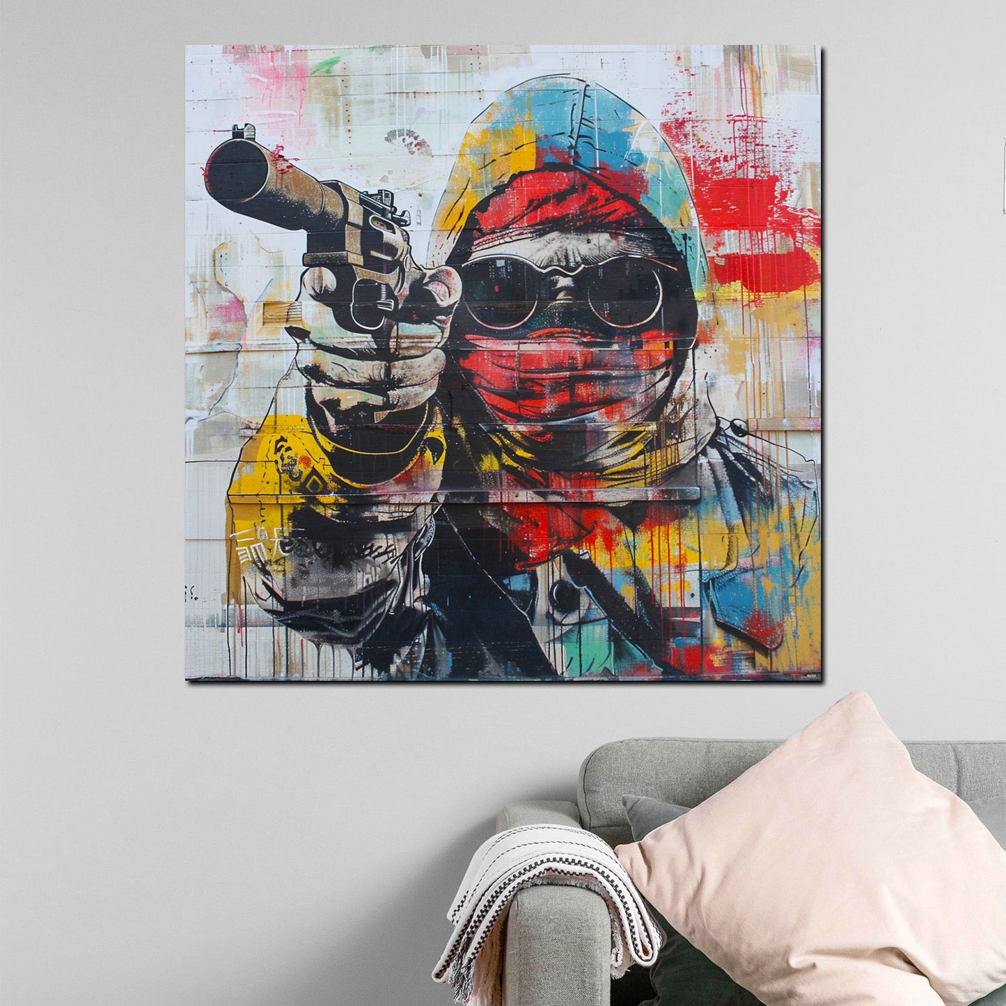 Wandbild Kunstwerk Pop Art One Shot Gangster Colour Style