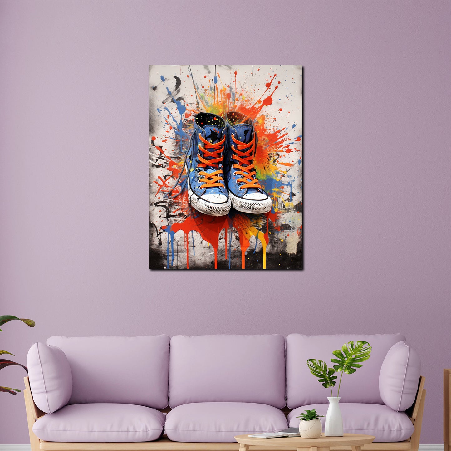 Wandbild Kunstwerk Pop Art Schuhe Splash