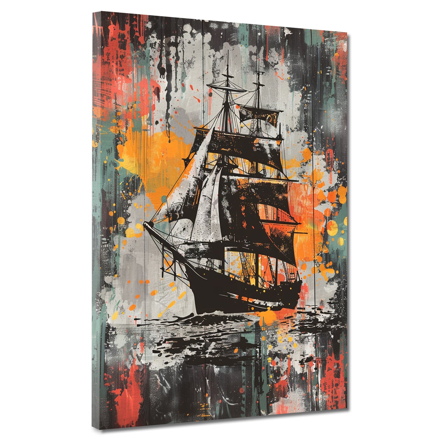 Wandbild Kunstwerk Pop Art Segelschiff Painting Style