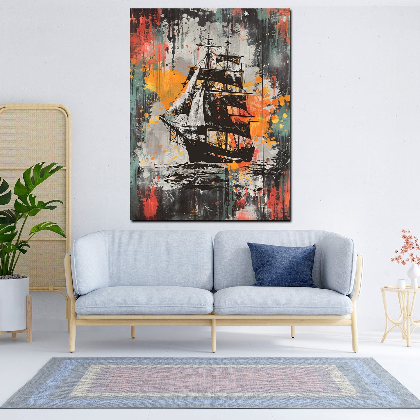 Wandbild Kunstwerk Pop Art Segelschiff Painting Style