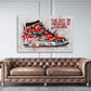 Wandbild Kunstwerk Pop Art Sneaker mit Zitat Erfolg und Basketball Sport