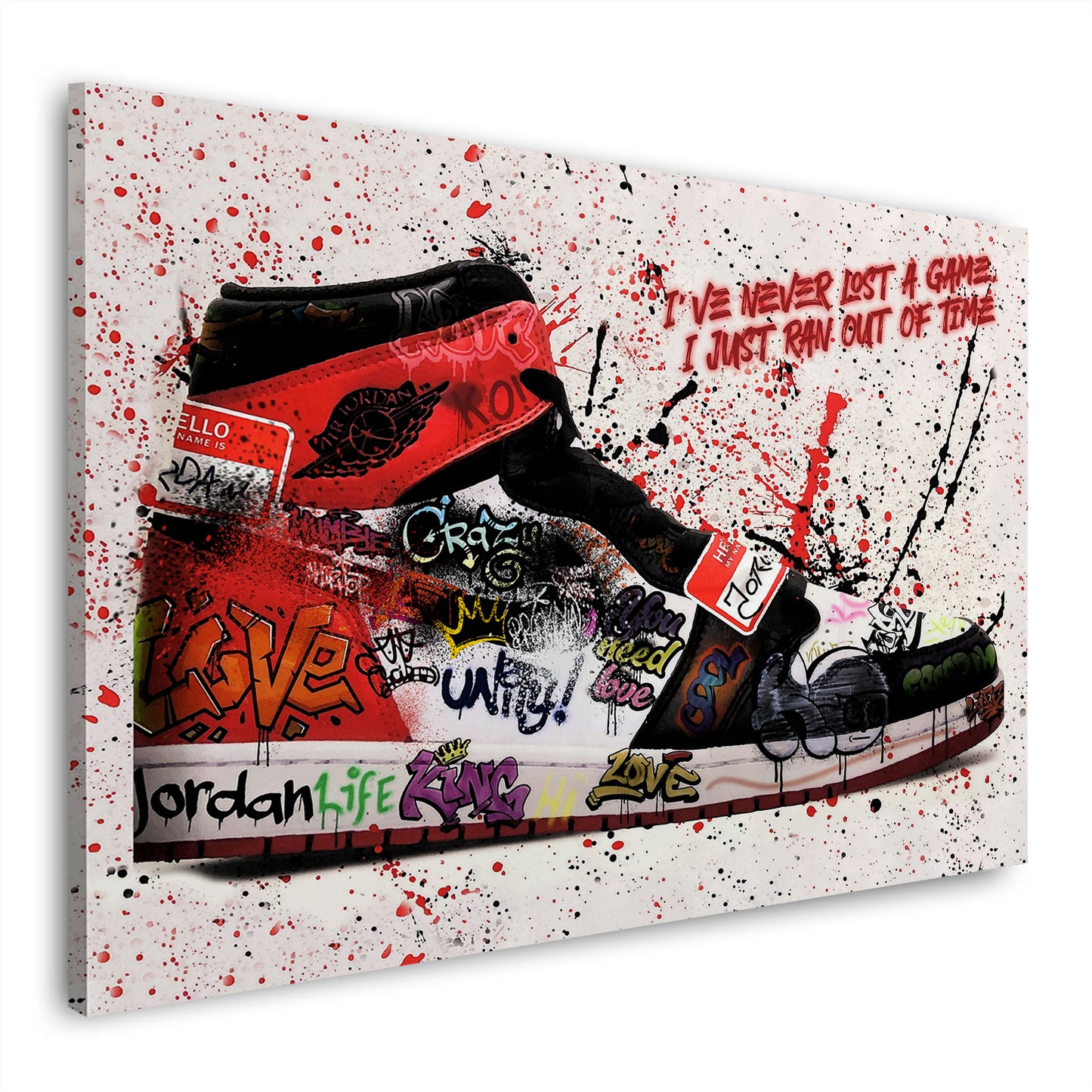 Wandbild Kunstwerk Pop Art Sneaker mit Zitat und Motivation Basketball Sport