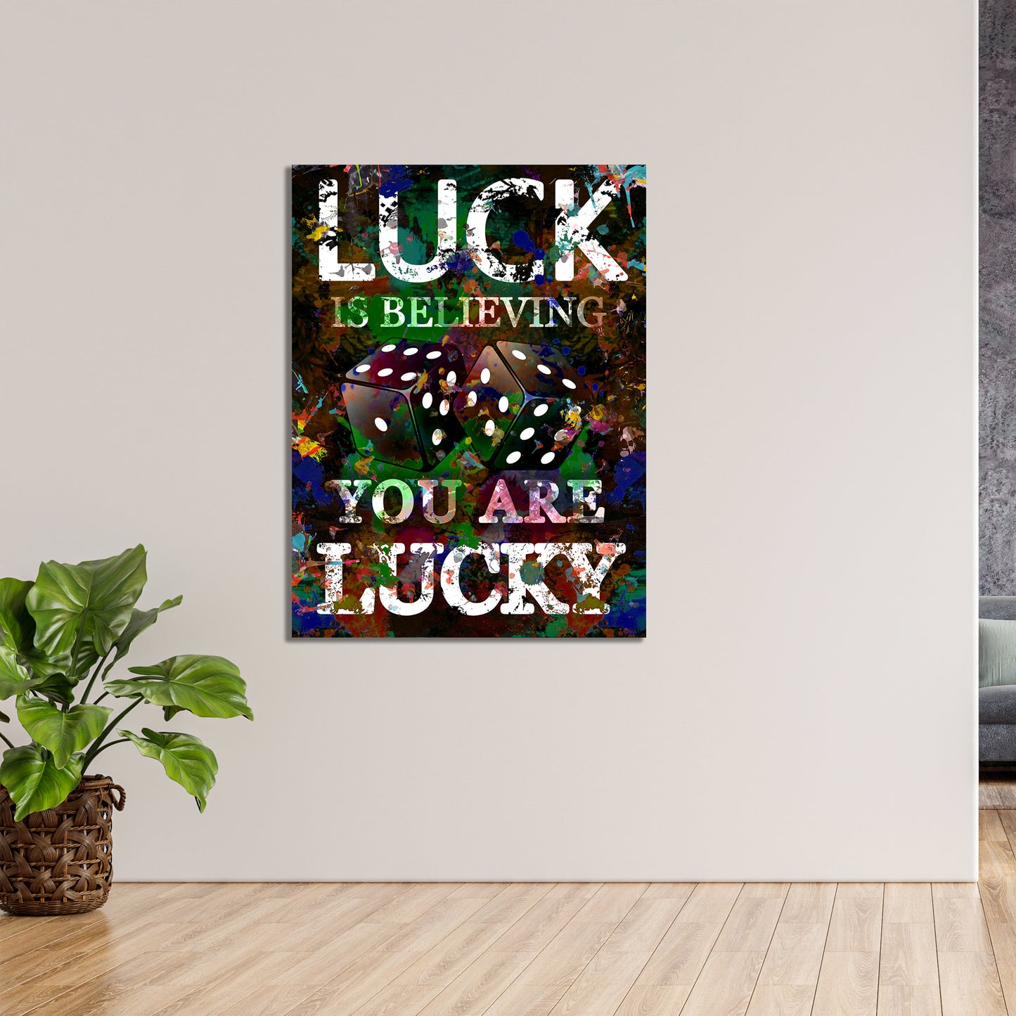 Wandbild Kunstwerk Pop Art Würfel You Are Lucky, Motivation