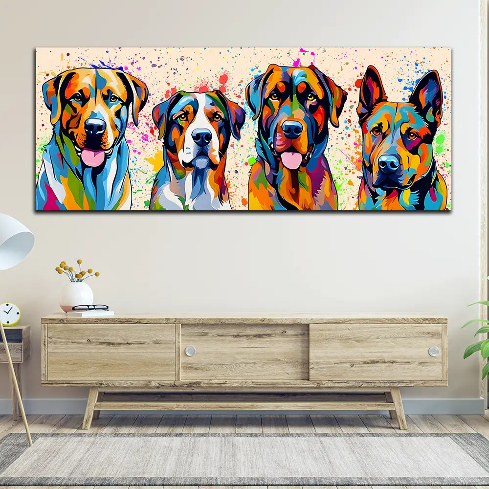 Wandbild Kunstwerk Pop Art große Hunde Colour Style