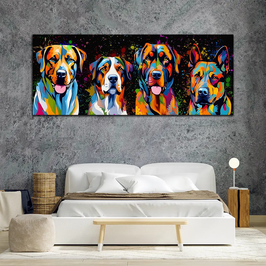 Wandbild Kunstwerk Pop Art große Hunde Colour Style