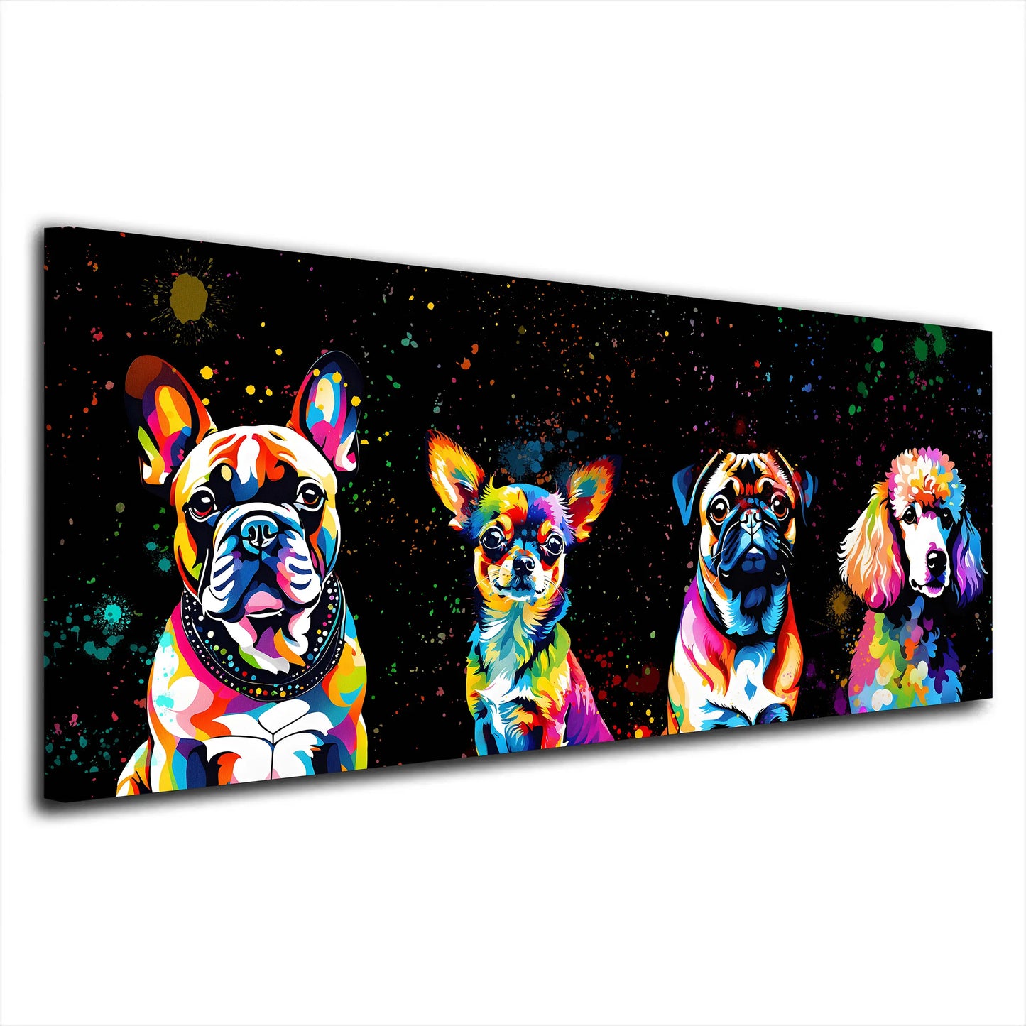 Wandbild Kunstwerk Pop Art kleine Hunde Black Style