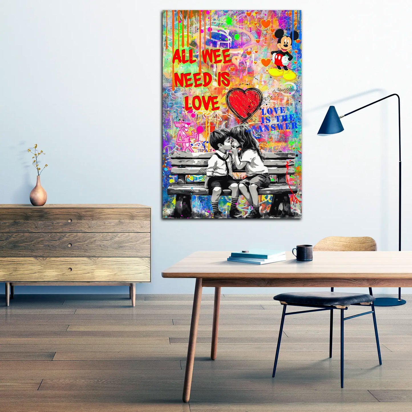 Wandbild Kunstwerk Pop Street Art Two Kids, Comic