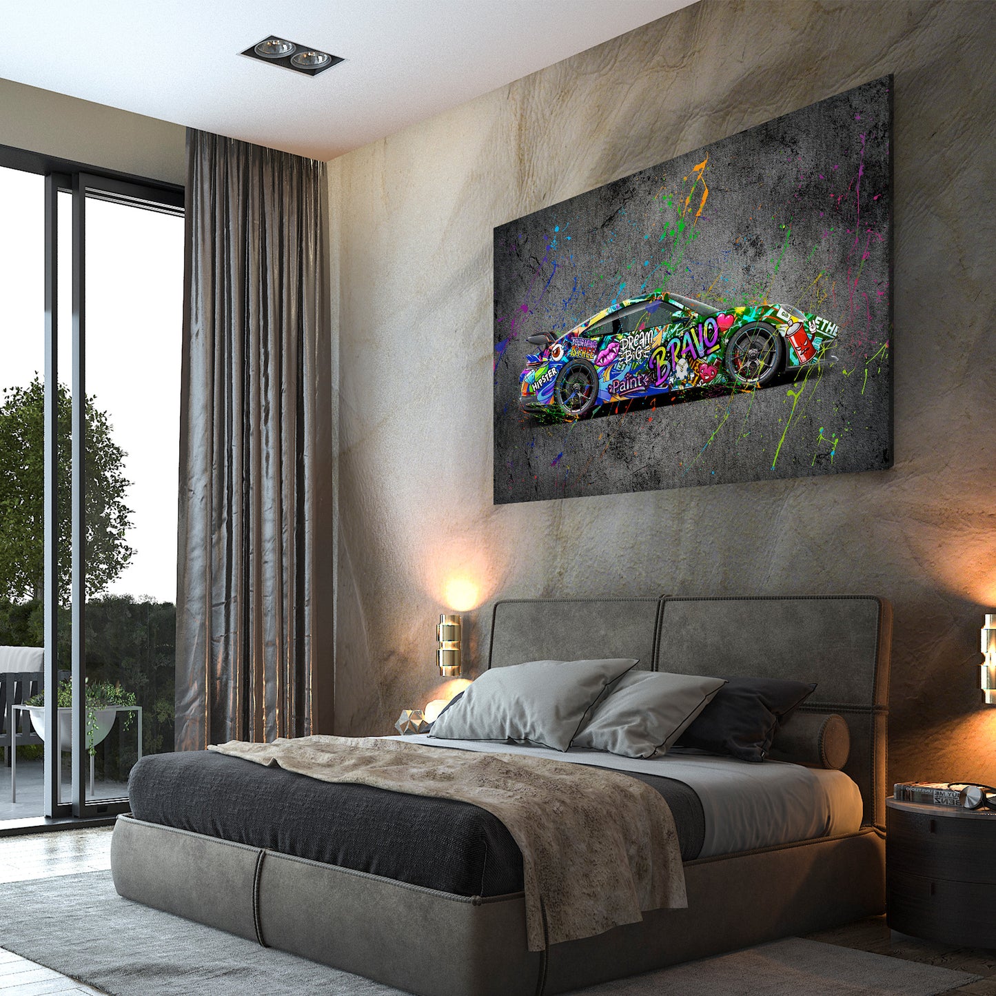 Wandbild Kunstwerk Porsche Graffiti Street Art Edition