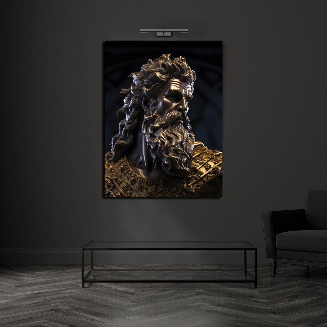 Wandbild Kunstwerk Poseidon Gold Style