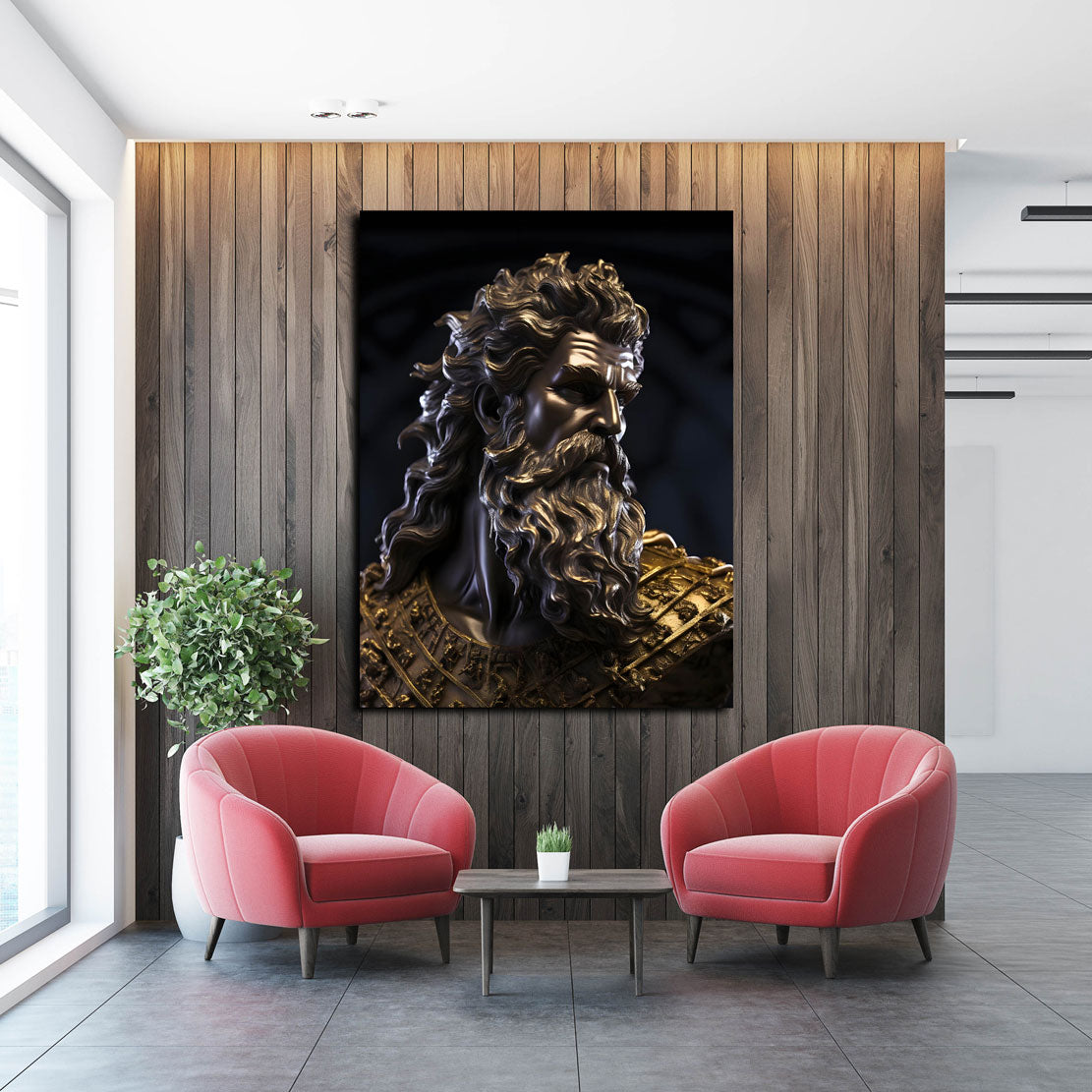 Wandbild Kunstwerk Poseidon Gold Style