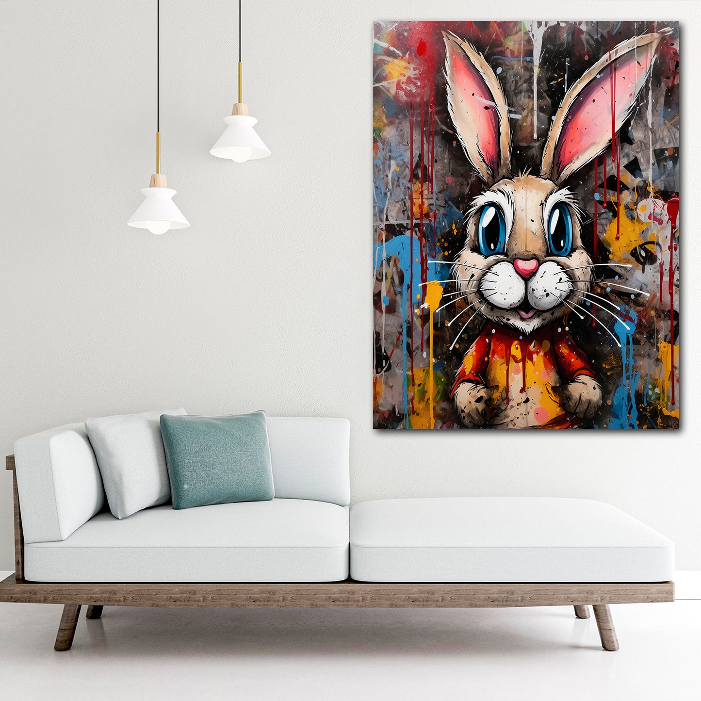 Wandbild Kunstwerk Rabbit Abstract Pop Art Style