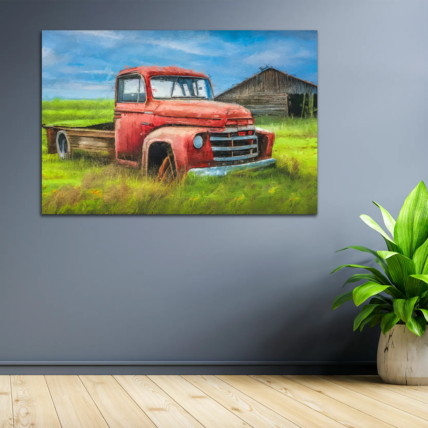 Wandbild Kunstwerk Retro Pickup Truck