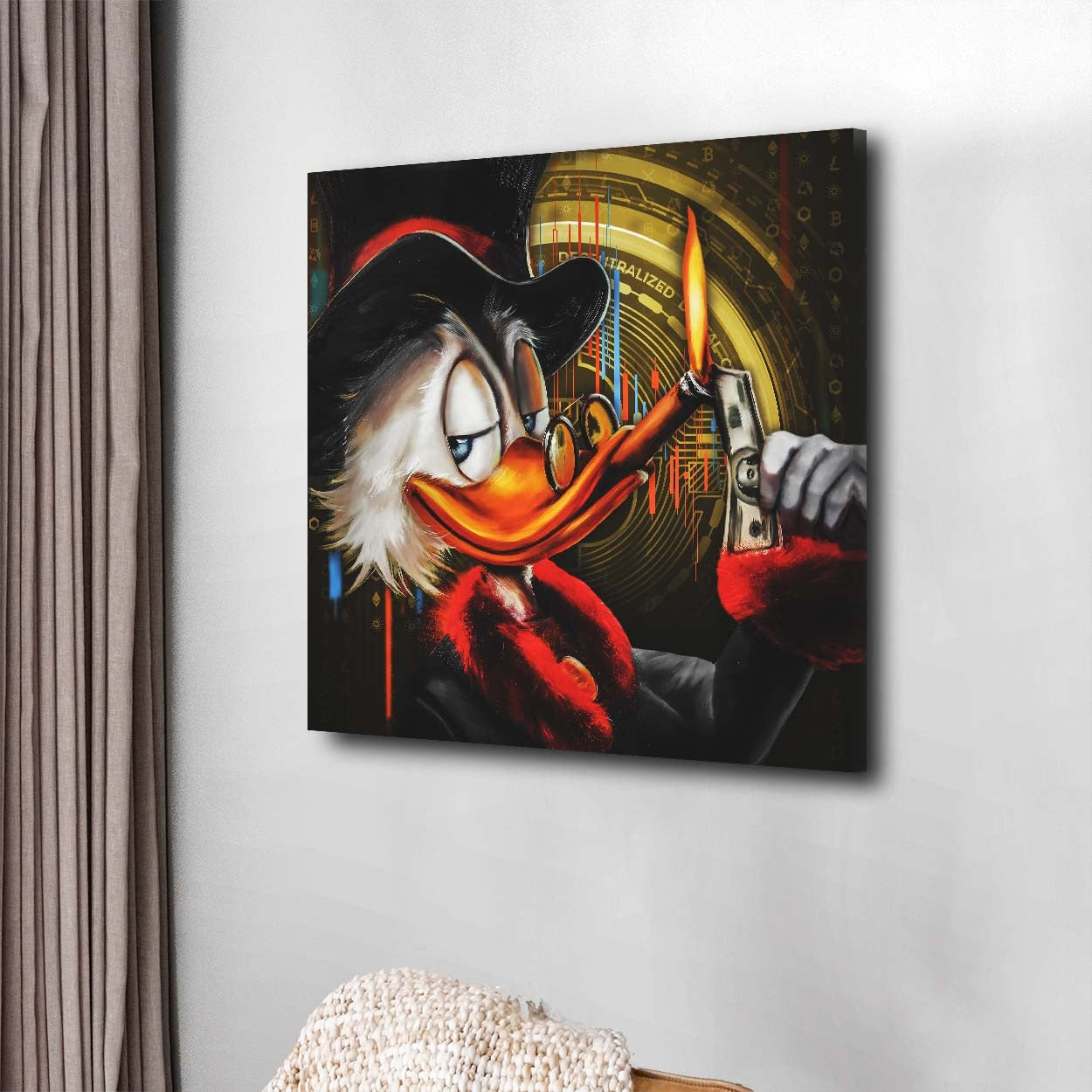 Wandbild Kunstwerk Rich Duck Pop Art  Geld & Erfolg