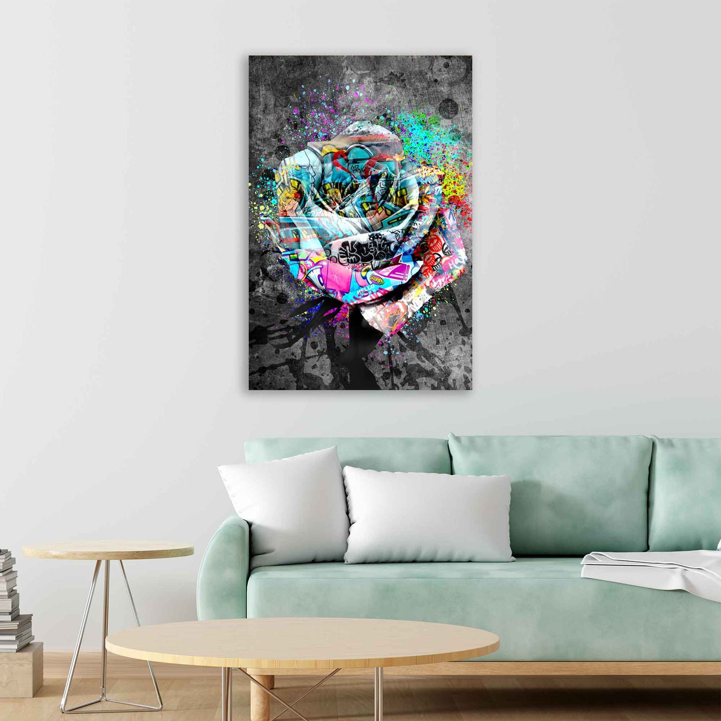 Wandbild Kunstwerk Rose Graffiti Street Art Style