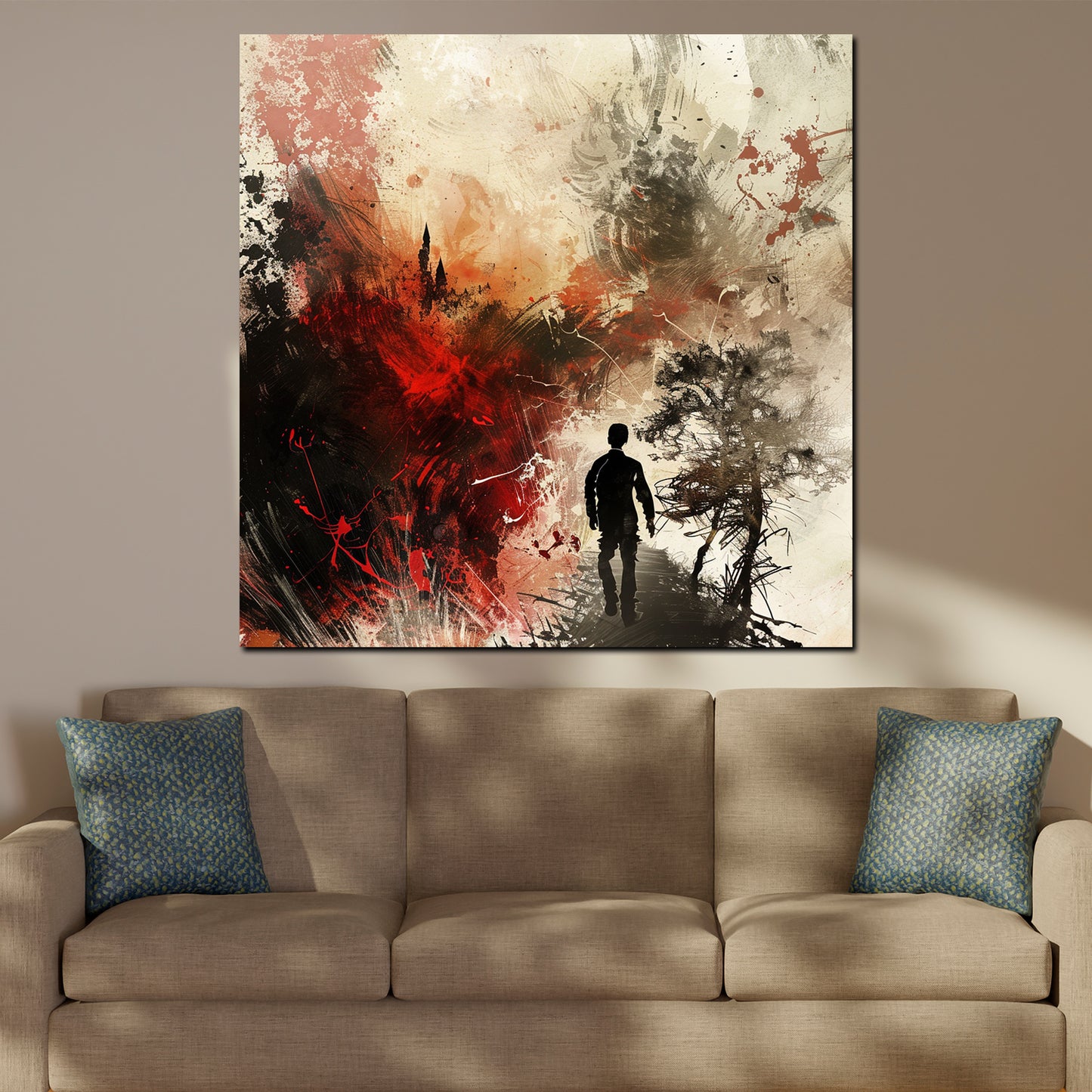 Wandbild Kunstwerk Silhouette Mann Fantasy Kunst