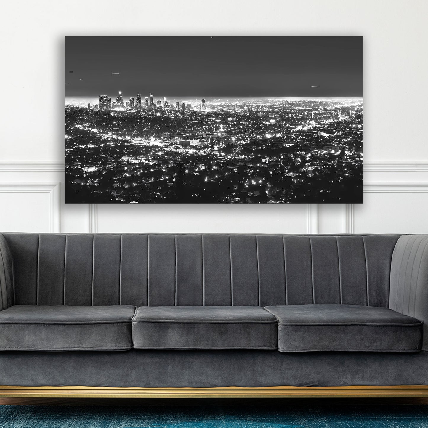 Wandbild Kunstwerk Skyline, Los Angeles USA, schwarz-weiß