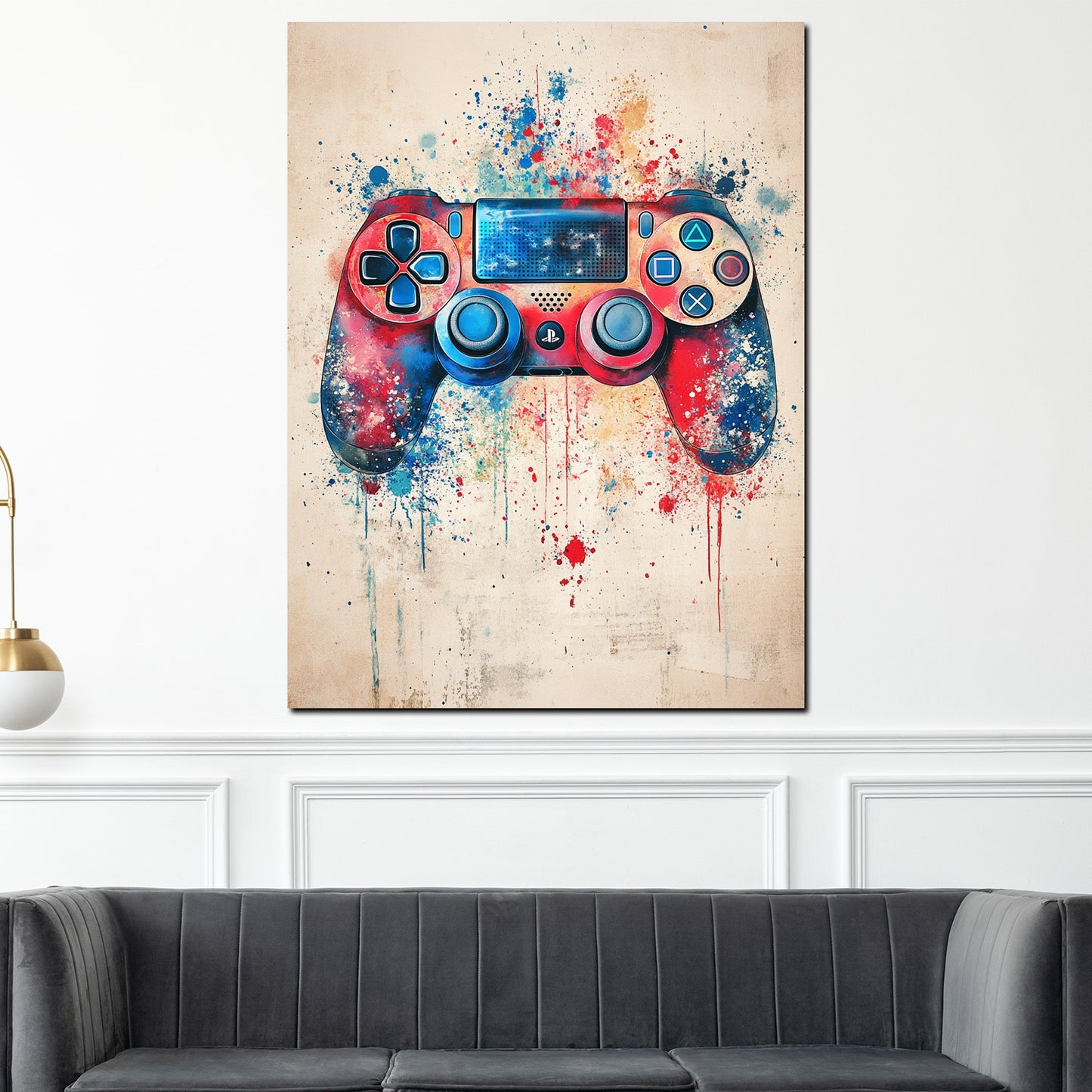 Wandbild Kunstwerk Spielekonsole Controller modern bunt