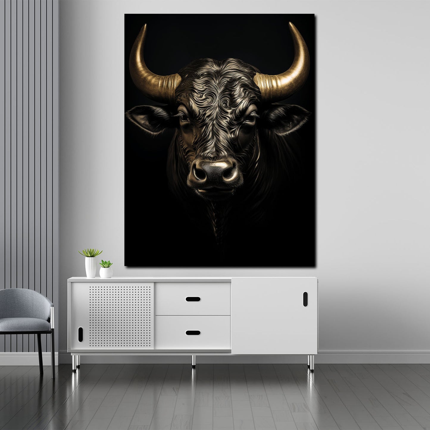 Wandbild Kunstwerk Stier Black Style