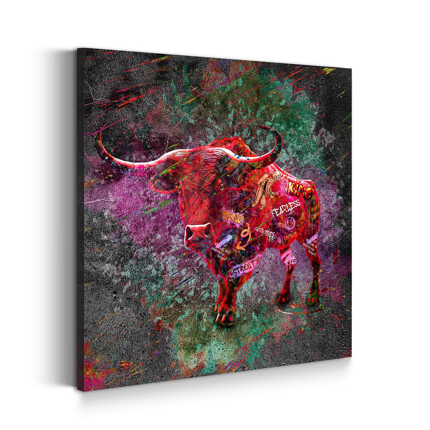 Wandbild Kunstwerk Stier Graffiti Street Art Style