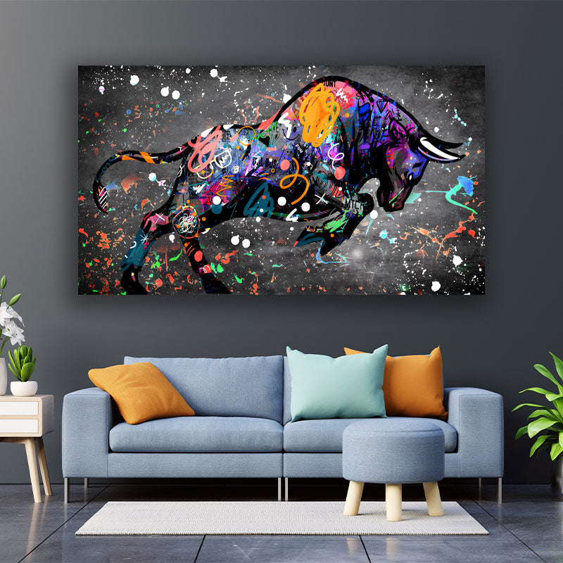 Wandbild Kunstwerk Stier Street Art