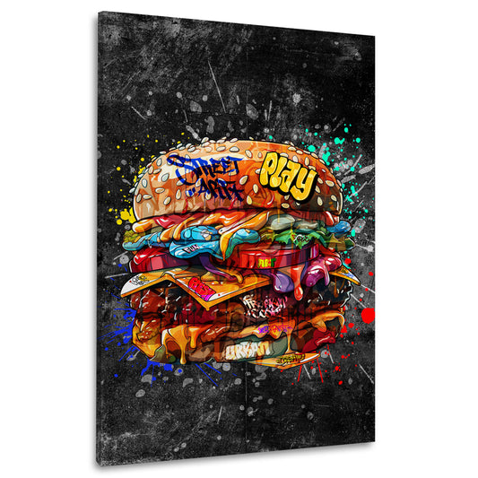 Wandbild Kunstwerk Street Art Burger Dark Style