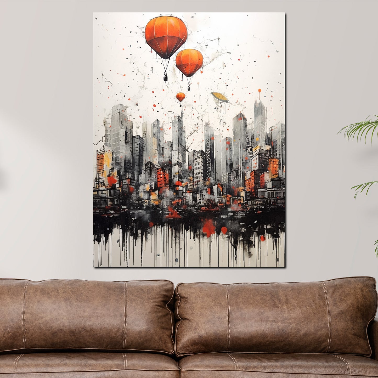 Wandbild Kunstwerk Street Art City Style mit Ballons