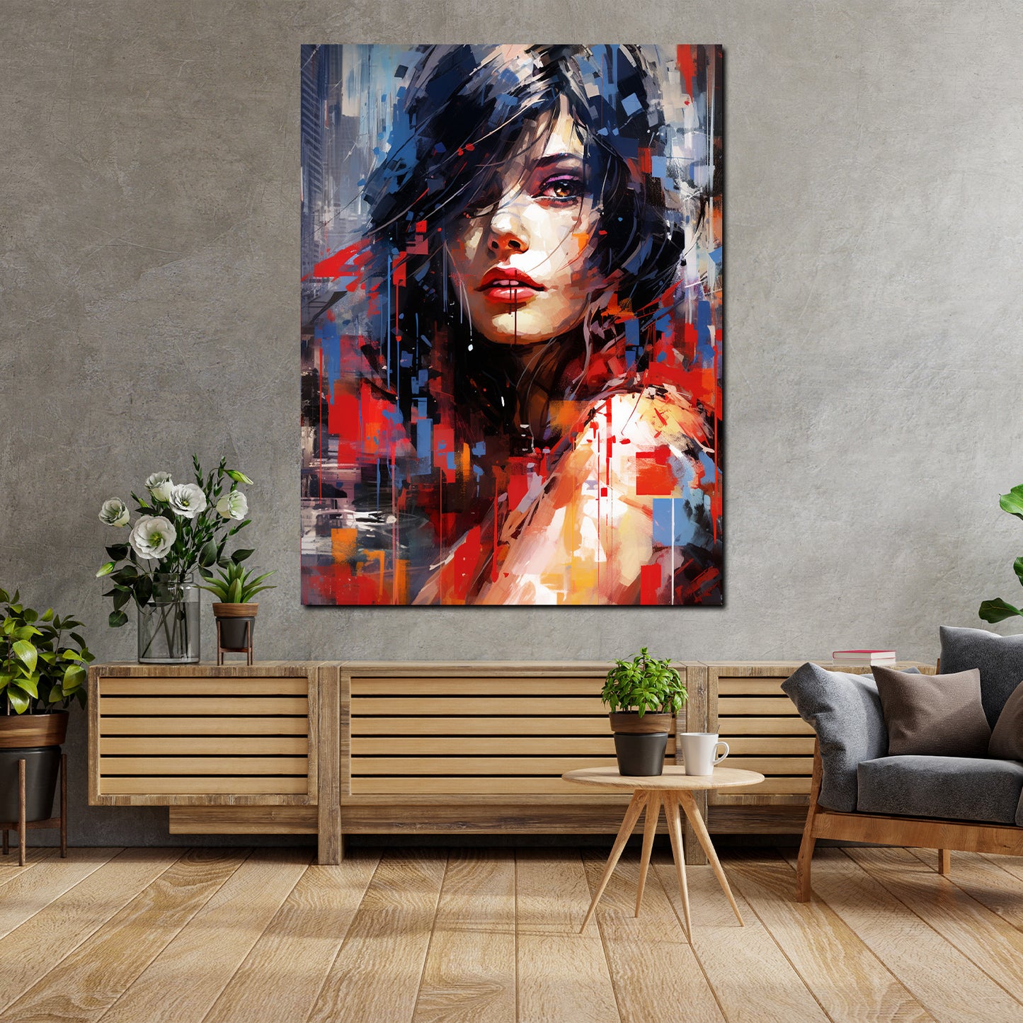 Wandbild Kunstwerk Street Art Frau Painting Style