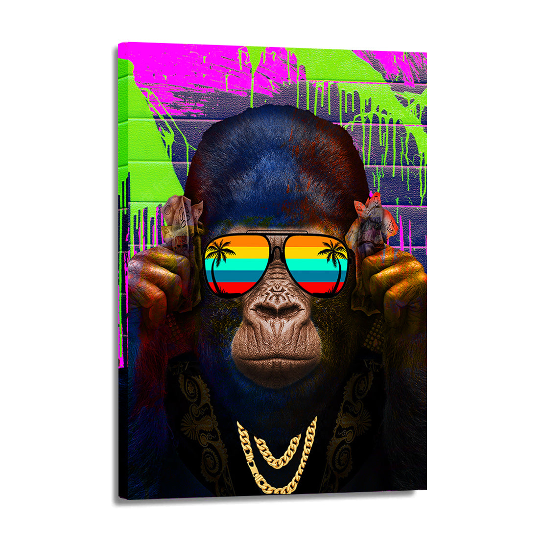 Wandbild Kunstwerk Street Art Gorilla mit Sonnenbrille