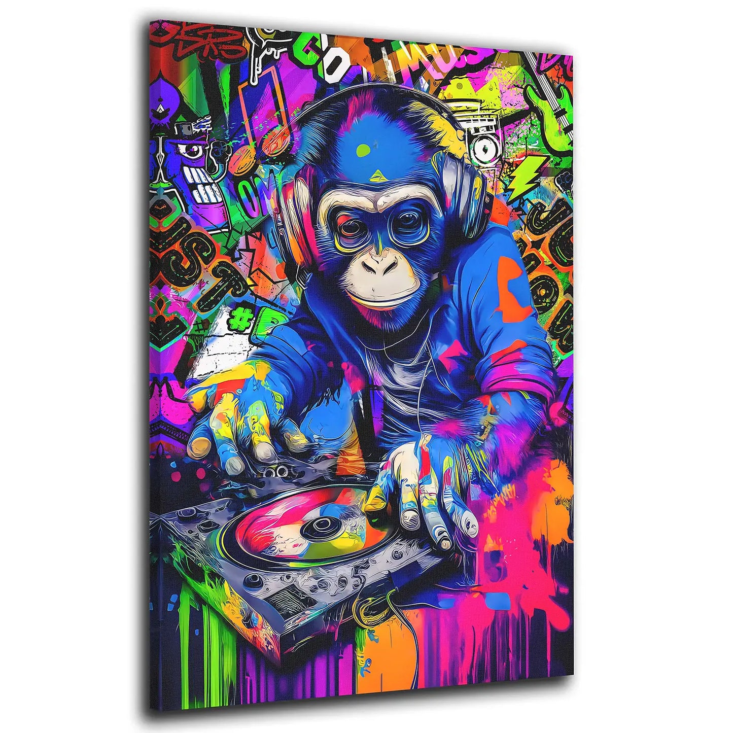 Wandbild Kunstwerk Street Art Graffiti DJ Monkey