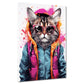 Wandbild Kunstwerk Street Art Katze im Hoodie mit Sonnenbrille