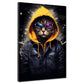 Wandbild Kunstwerk Street Art Katze im Hoodie und Sonnenbrille