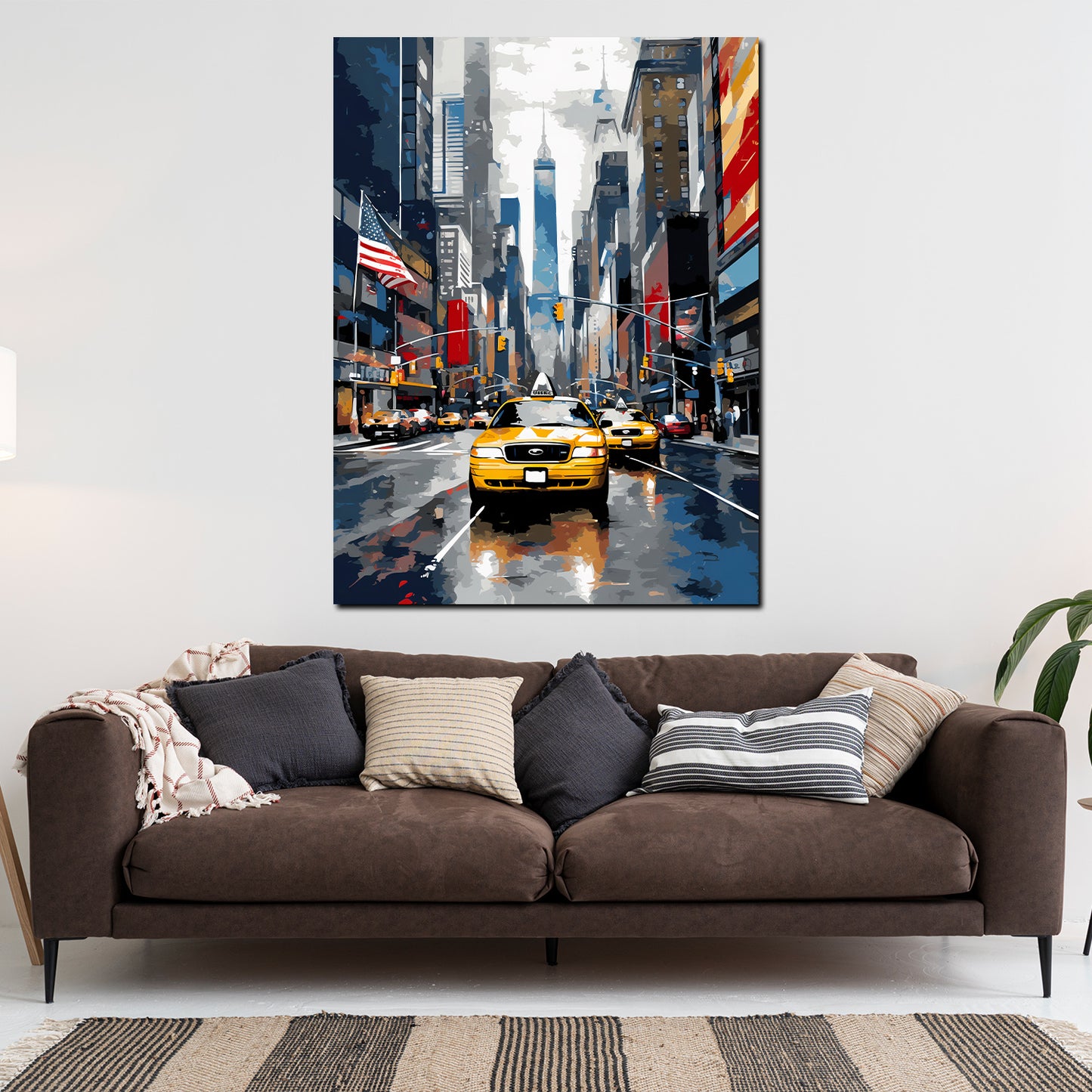 Wandbild Kunstwerk USA Taxi in New York City Stadt