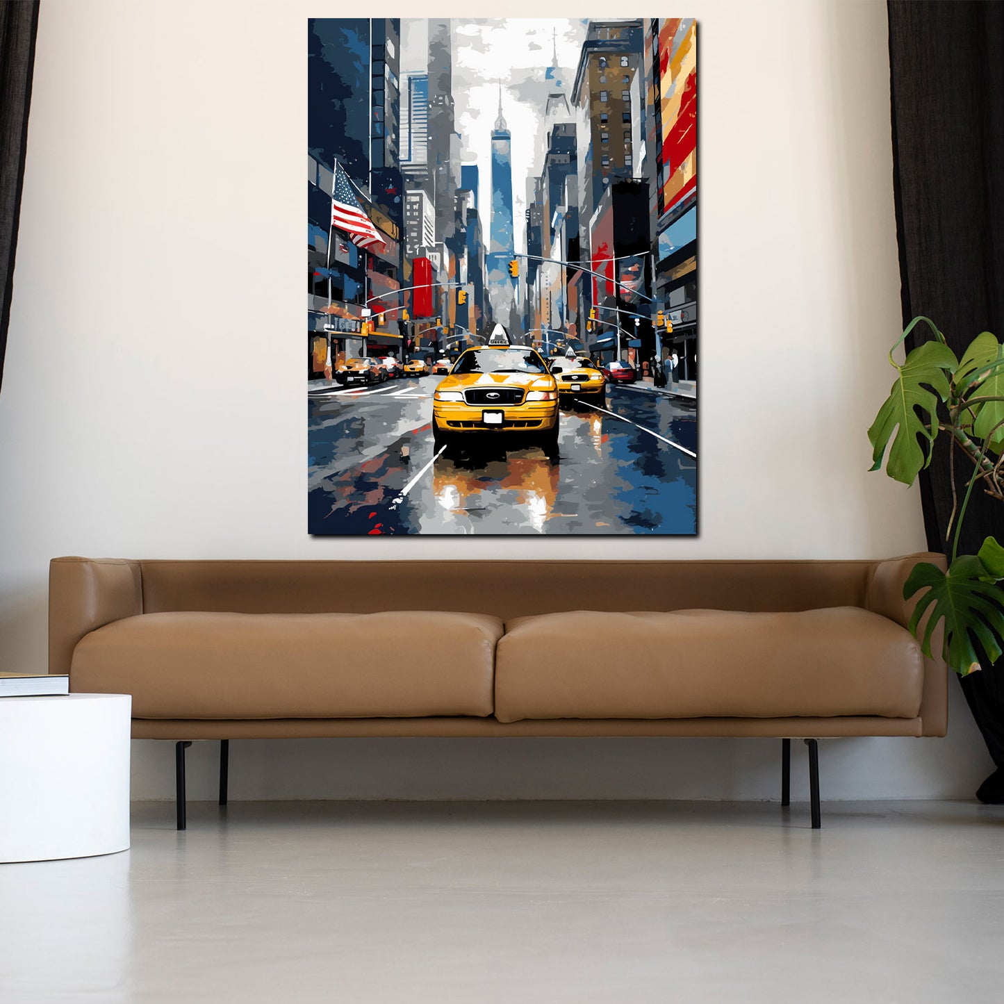 Wandbild Kunstwerk USA Taxi in New York City Stadt