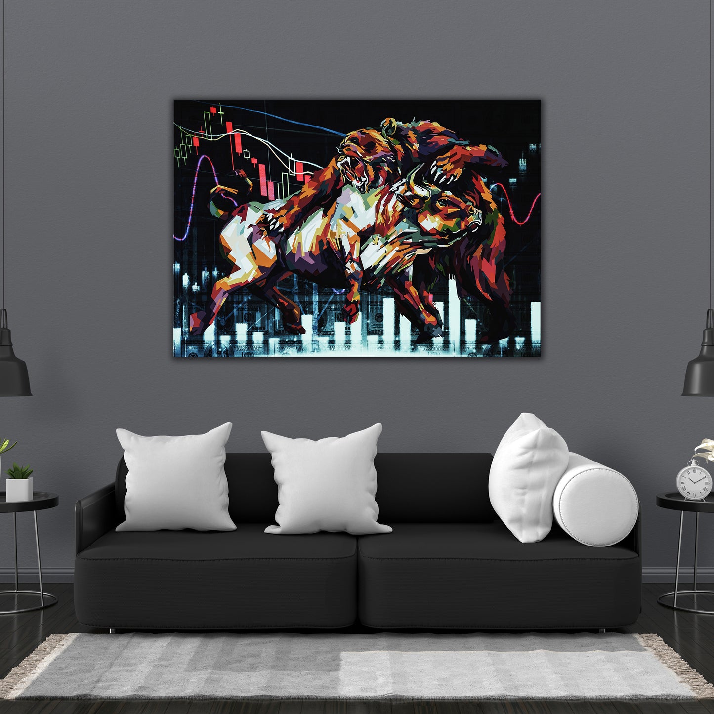 Wandbild Kunstwerk Wallstreet Bull & Bear