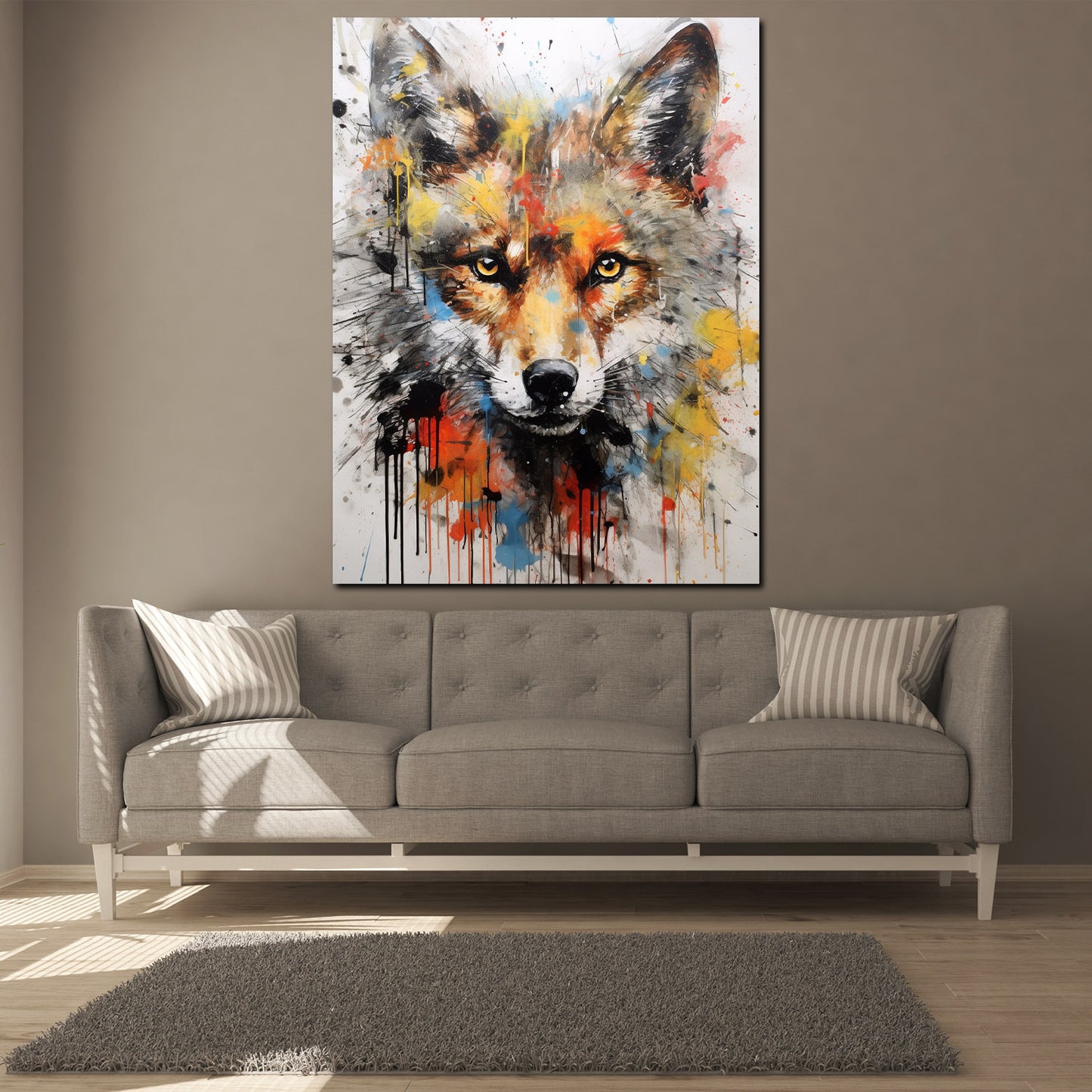 Wandbild Kunstwerk Wolf Pop Art abstrakt