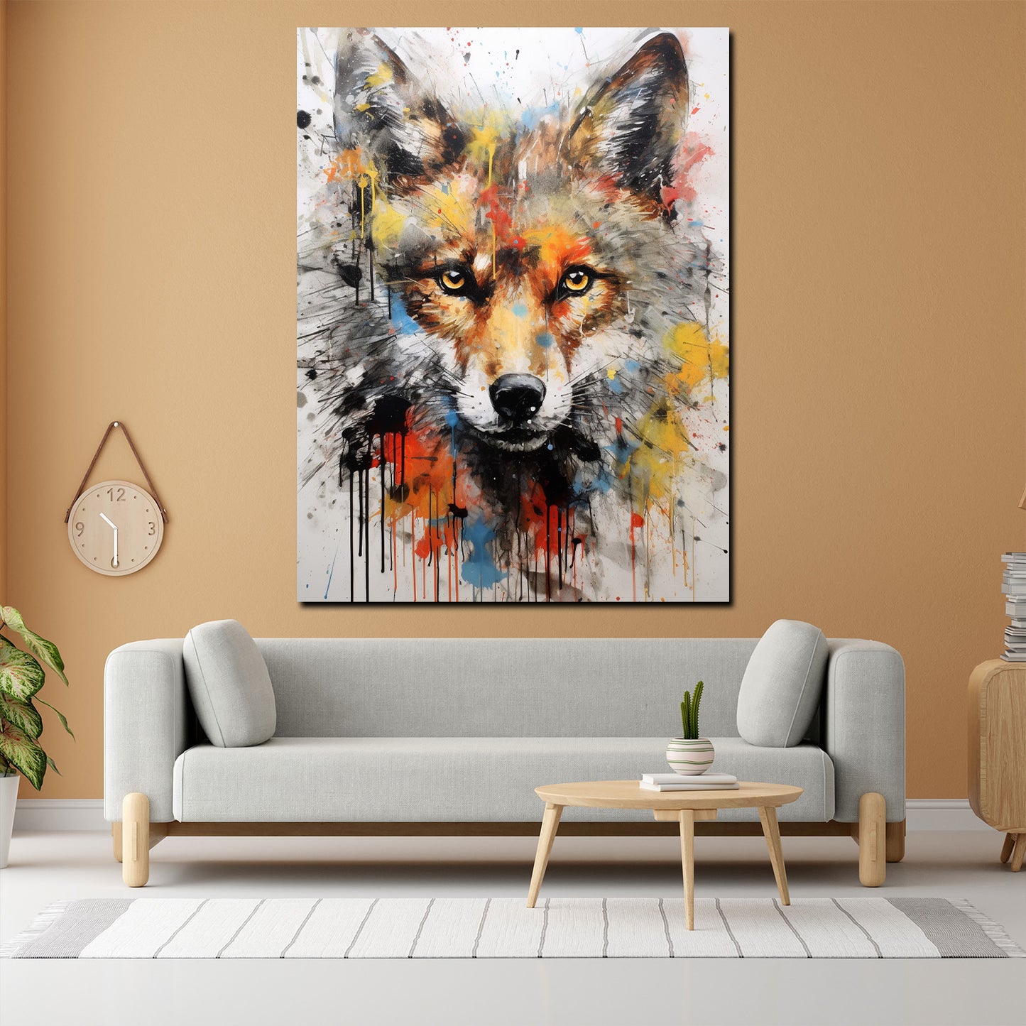 Wandbild Kunstwerk Wolf Pop Art abstrakt